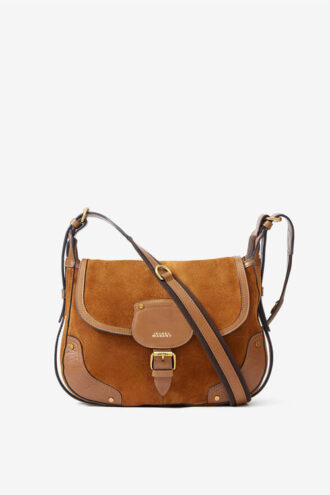 Sierra S Suede Calfskin Leather Messenger Bag