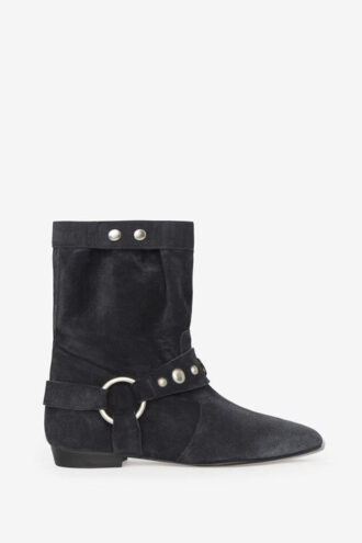 Stania Flat-Heeled Boots in Suede Calfskin Leather