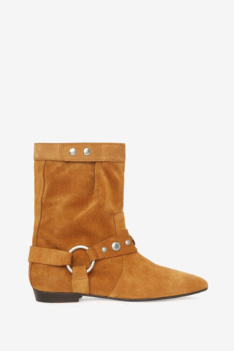 Stania Flat-Heeled Boots in Suede Calfskin Leather
