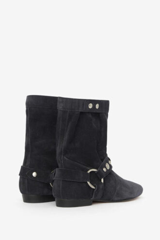 Stania Flat-Heeled Boots in Suede Calfskin Leather
