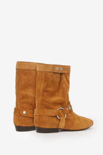 Stania Flat-Heeled Boots in Suede Calfskin Leather