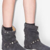 Stania Flat-Heeled Boots in Suede Calfskin Leather