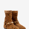 Stania Printed Flat-Heeled Suede Calfskin Leather Boots