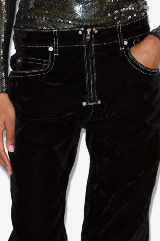 Stelyna Wide-Leg Velvet Style Denim Jeans