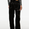 Stelyna Wide-Leg Velvet Style Denim Jeans