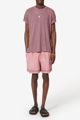 Striped Short-Sleeve Cotton and Linen T-Shirt