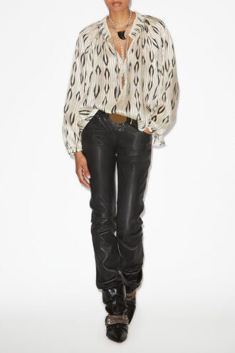 Syra Graphic Pattern Silk Blouse