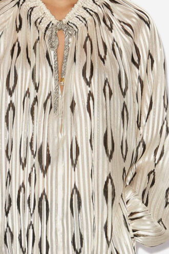 Syra Graphic Pattern Silk Blouse