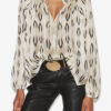 Syra Graphic Pattern Silk Blouse