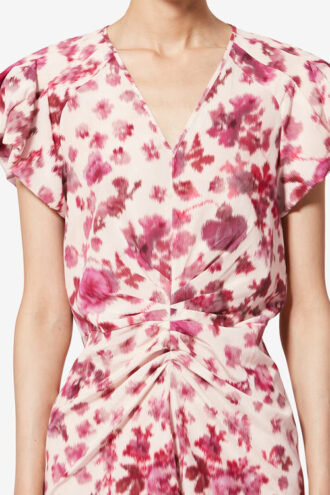 Terenae Printed Stretch Silk Midi Dress