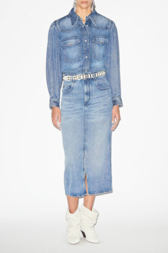 Tilauria Midi Skirt in Fine Denim