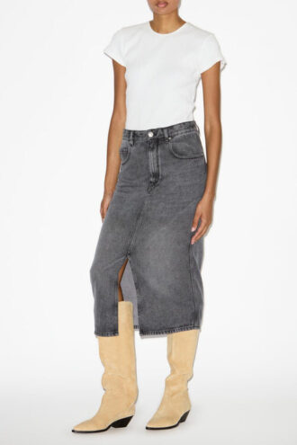 Tilauria Midi Skirt in Fine Denim