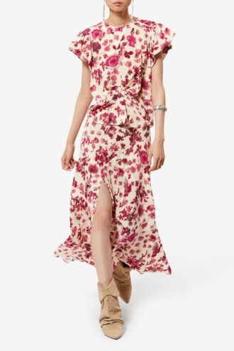 Tullya Silk Rose Print Top