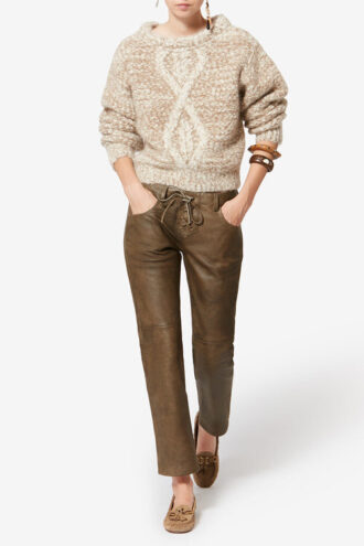 Vanel Shiny Lambskin Leather Pants