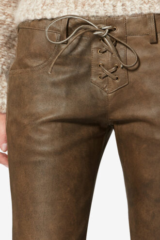Vanel Shiny Lambskin Leather Pants