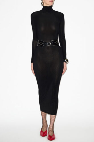Vanessa Roll Neck Dress in Plain-Colored Jersey