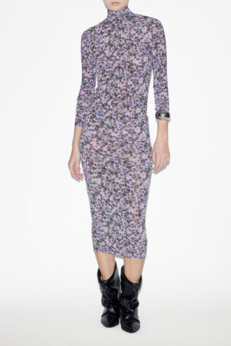 Vanessa Roll Neck Dress in Plain-Colored Jersey