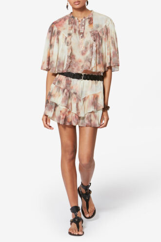 Veelia Lightweight Printed Cotton Voile Top