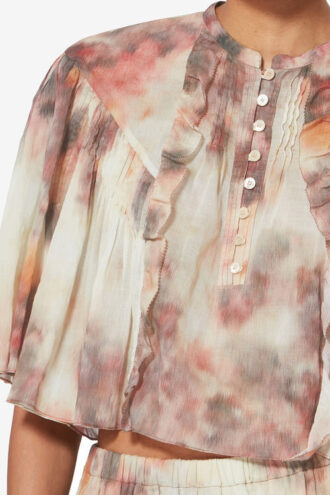 Veelia Lightweight Printed Cotton Voile Top