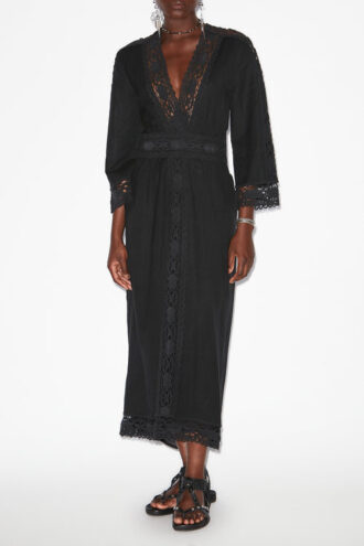 Veona Long Cotton and Linen Blend Dress