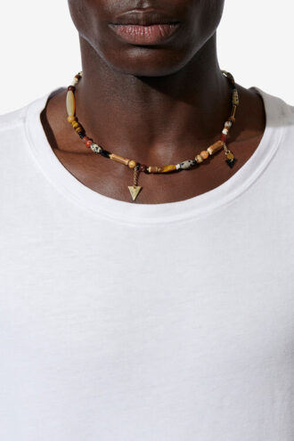 Yulian Stone, Wood, and Pendant Necklace