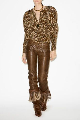 Zarga Pleated Blouse in Printed Silk
