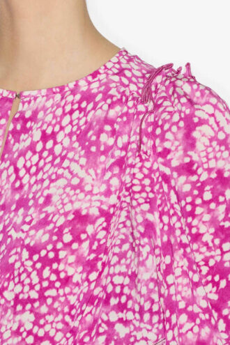 Zarga Pleated Blouse in Printed Silk