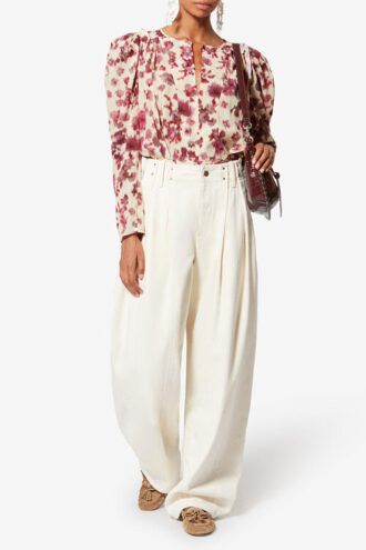 Zarga Short Printed Stretch Silk Top