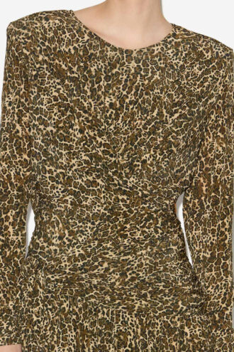 Zeidi Draped Leopard Print Dress