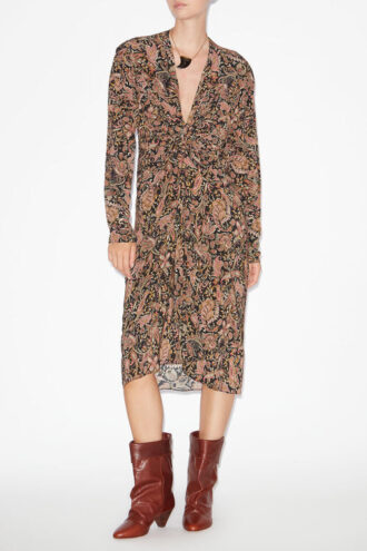 Zeliha Printed Long-Sleeve Midi Dress