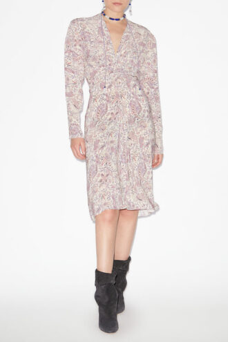 Zeliha Printed Long-Sleeve Midi Dress