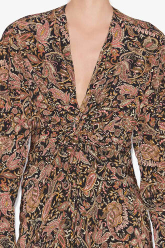Zeliha Printed Long-Sleeve Midi Dress