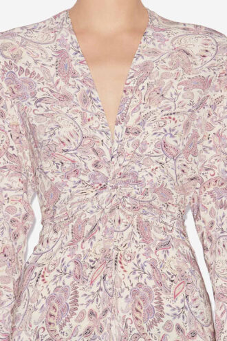 Zeliha Printed Long-Sleeve Midi Dress
