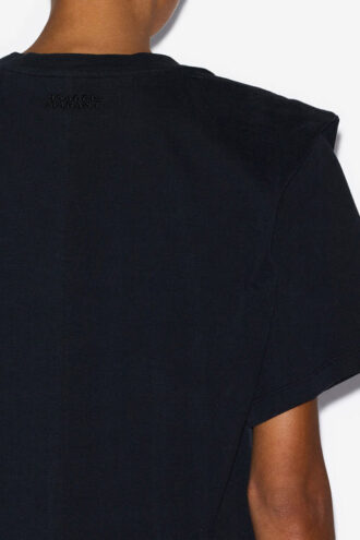 Zelitos Plain-Colored Cotton T-Shirt with Shoulder Pads