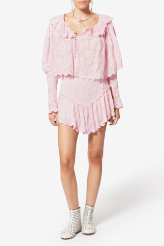 Zelly Frilly Floral Cotton and Silk Top