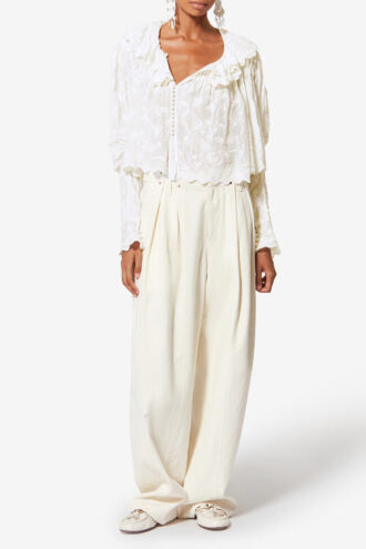 Zelly Frilly Floral Cotton and Silk Top