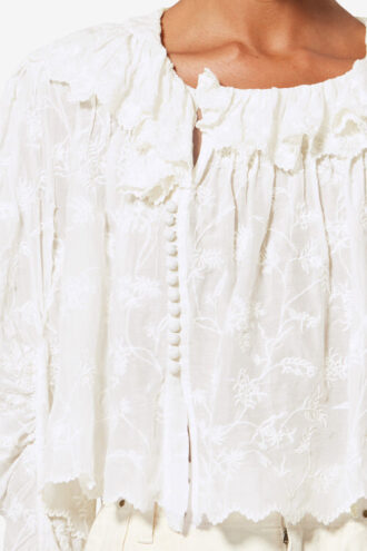 Zelly Frilly Floral Cotton and Silk Top