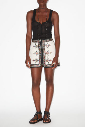 Zeria Embroidered Gauze Mini Skirt