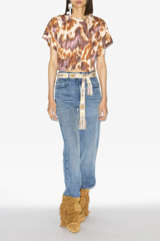 Zilia Short Cotton Watercolor Print T-Shirt