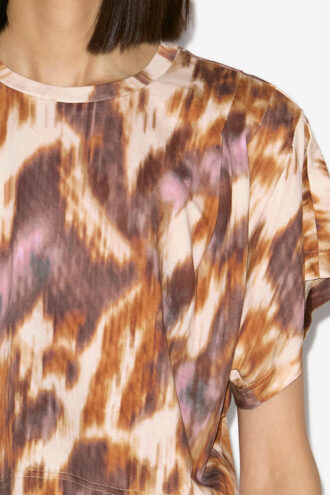 Zilia Short Cotton Watercolor Print T-Shirt