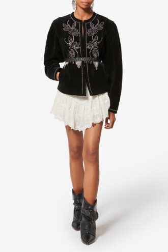 Zoelia Embroidered Silk and Cotton Shorts