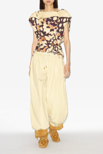 Zohra Printed Woven Jersey Top